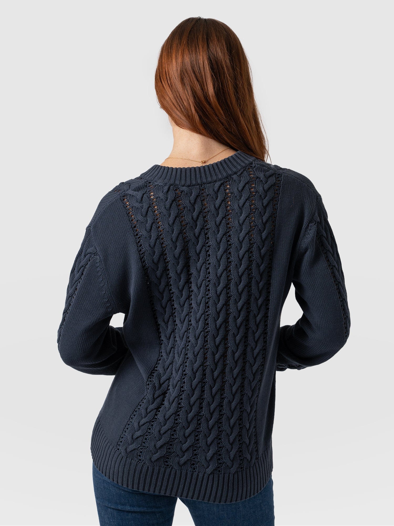 Cotton Cable Knit Jumper - Navy